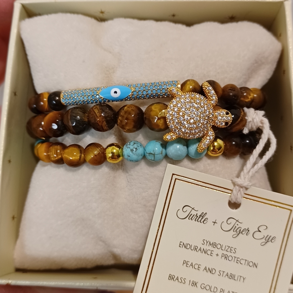 3 Arm Candy Eye Candy Los Angeles Luxe Stretch Bracelets 18K GOLD PLATED BRASS